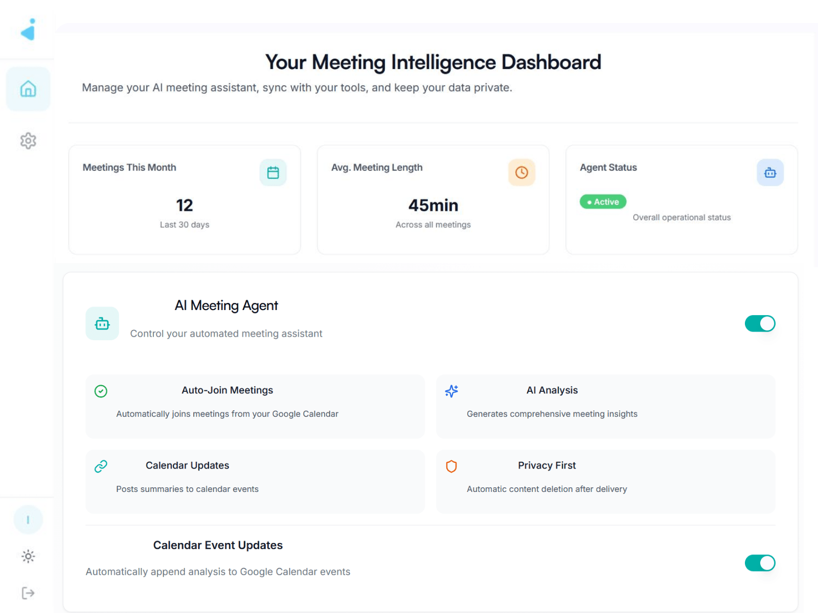 Dashboard interface preview